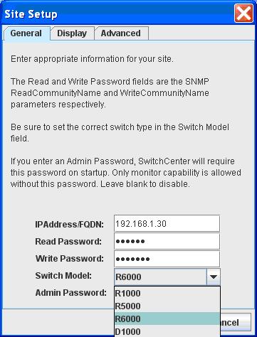 SwitchCenter site setup general